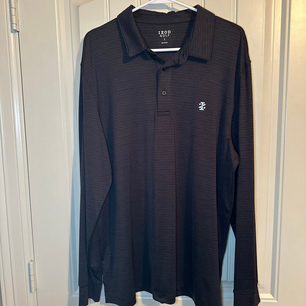 Izod black long sleeve golf polo men’s size large